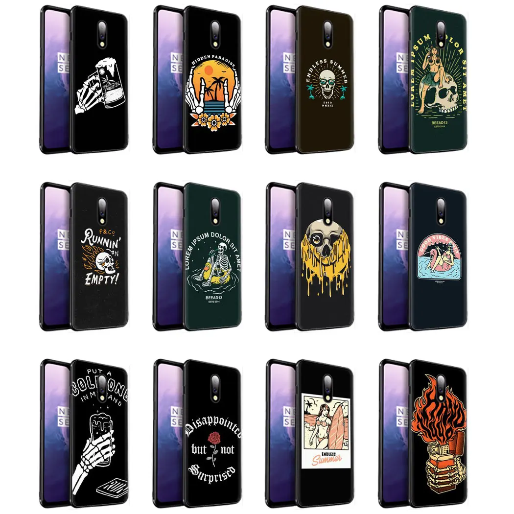 skulls drinking beers Soft Silicone Phone Case for One Plus 5 6 7 5T 6T Pro 7T Cover | Мобильные телефоны и аксессуары
