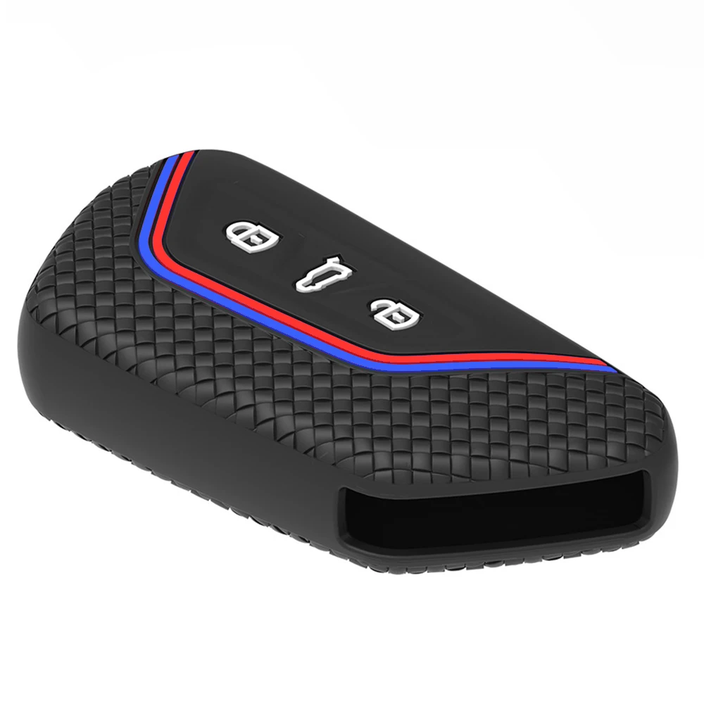 Funda de llave a distancia con 3 botones para coche, estuche protector de silicona para llavero, para Skoda A8, VW Volkswagen Golf 8, Seat Leon Mk4, 2020, 2021