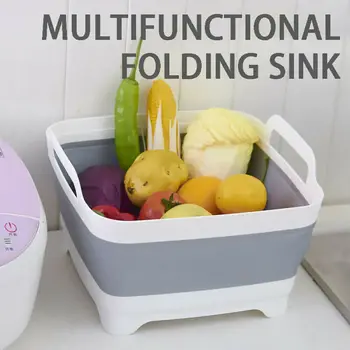 

Receptacle Folding Basket Washing Fruit Vegetable Washbasin Sink Drain Collapsible Colander Washing Drain Basket Space-saving