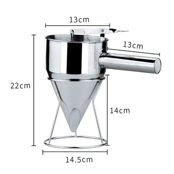 

Stainless Steel Donut Cupcake Batter Dispenser Funnel Pancake Maker Helper Rack Spring-loaded Handle DC120