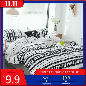 

4Pcs Nordic Style Polyester Luxury Bedding Set Soft Comforter Cover with Pillowcase Duvet Cover Set King Queen Twin Home Decor