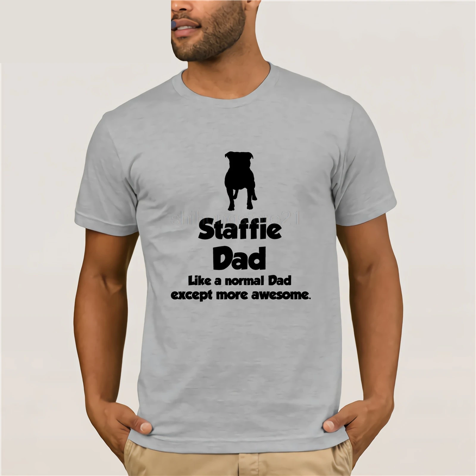 Подарок футболка с надписью Staffie DAD-Staffordshire Bull Terrier/День отца новая унисекс