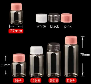 

50pcs 8/15/20/25ml 3 Colors Cap Glass Bottles Wishing Bottle Empty Bottles Sample Storage DIY Wedding Home Decoration Craft Jars