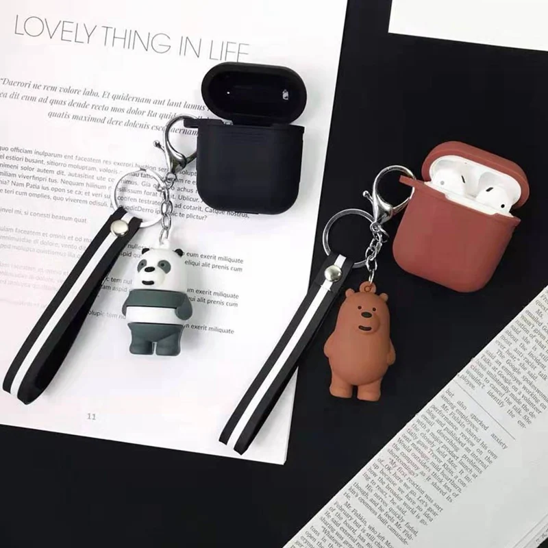 

Cute Silicone Case Earphones For Apple Airpods i12 TWS Bluetooth Headphone Protective Skin Cover Cartoon Panda Box with Keychain