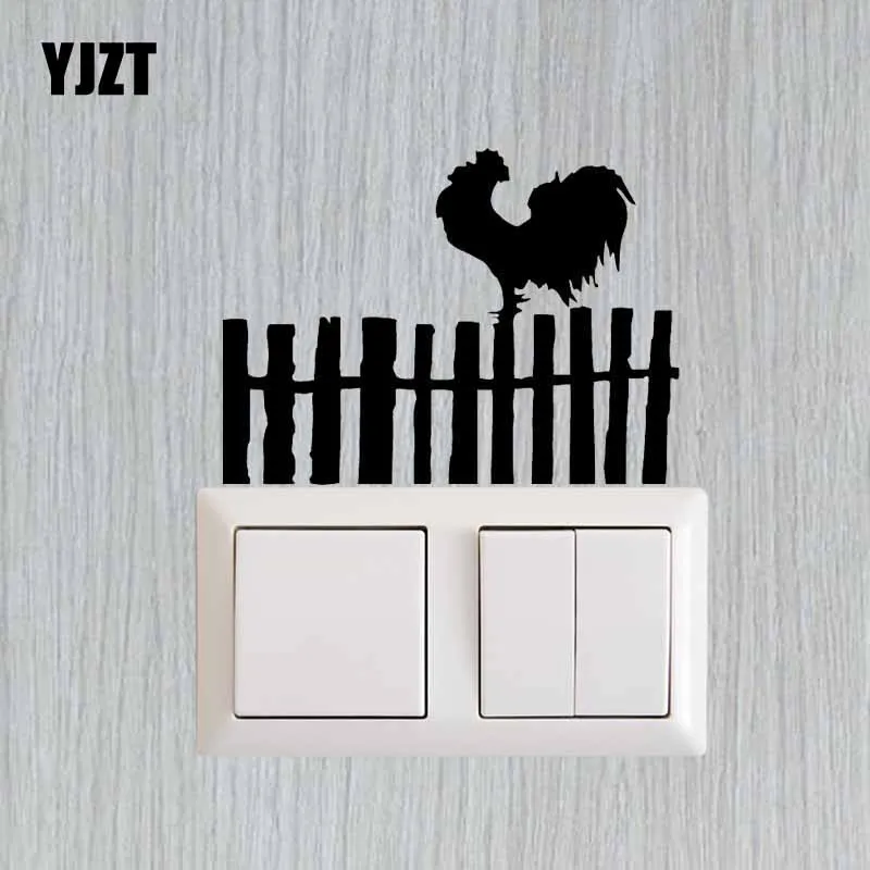 

YJZT Creative Living Room Decor Vinyl Decal Wall Switch Sticker Animal Pattern Chickens On The Fence S19-0045