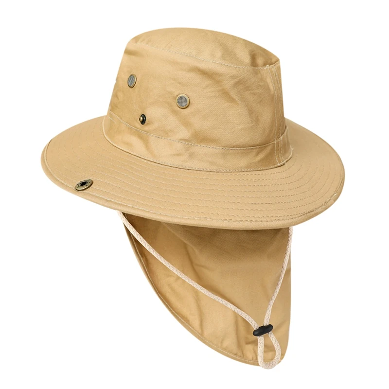 

Summer Sun Fishing Cap Quick-drying Fabric Nylon Neck Flap Beach Hiking Camping Traveling Hunting Hat Flap Cap Lightweight