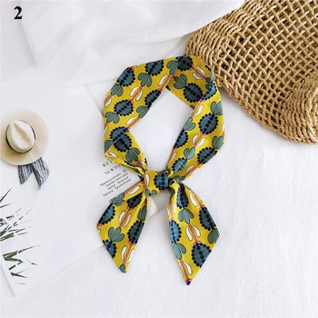 

High Quality models flower narrow scarf diagonal strip small scarf twill tied bag scarf thin narrow hair band female scarves