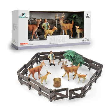 

Farm Deer family Simulation Poultry Animals Set Sika Deer Figurines Farm Zoo Staffer Action Figures Toy For Kids Xmas Gift