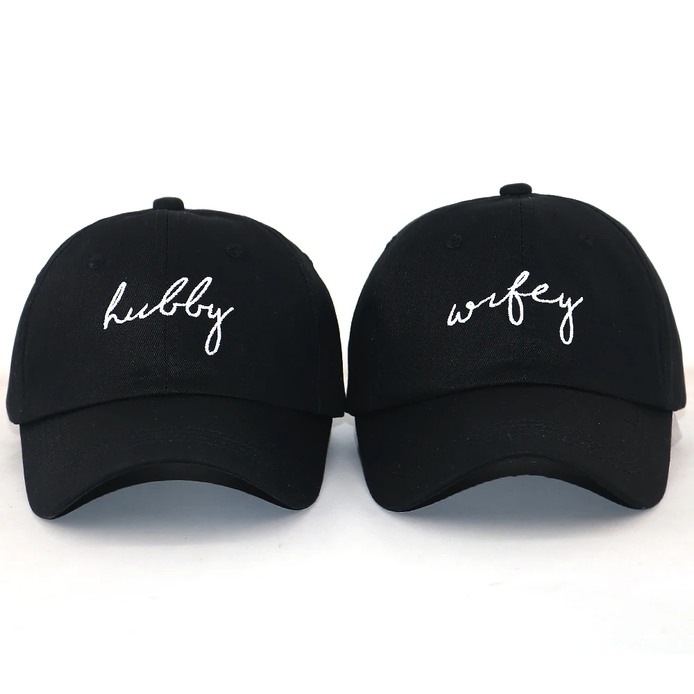 Набор из 2 Wifey Hubby Dad Hat вышитая Черная бейсбольная кепка Низкопрофильная Регулируемая Бейсболка унисекс с ремешком сзади