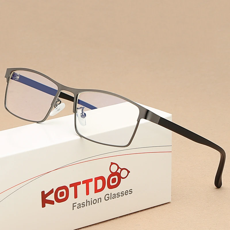 Eyeglasses Frames KOTTDO Vintage Square Optical Eye Glasses Frames Metal Men Fashion Classic Business Clear Transparent Frame Eyeglasses oculos