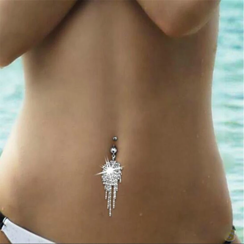 Sexy Belly Button Piercing Porn - sex Accessories Crystal Tassel Dangle Belly Button Ring Navel Piercing Porn  BDSM Bondage Sexy Ombligo Woman Body Jewelry S1027 - AliExpress