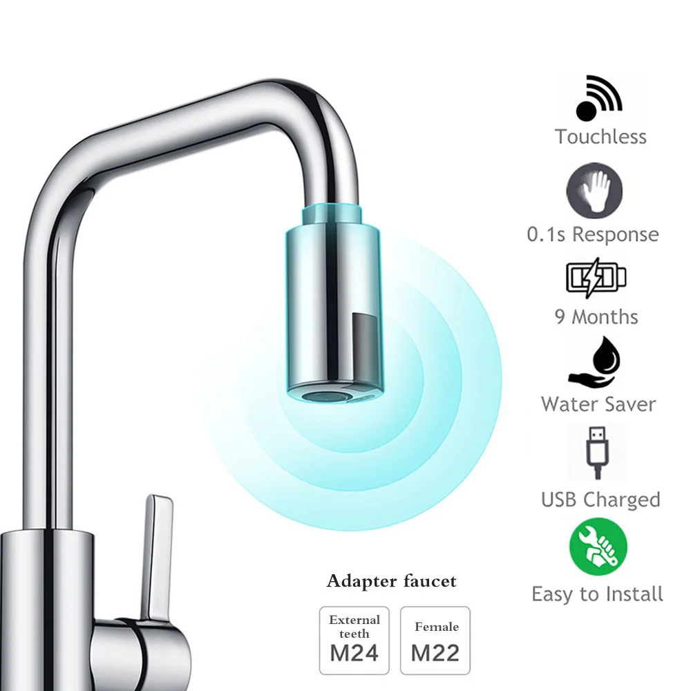 Compra Grifo inteligente con Sensor de ahorro de agua, sin contacto, adaptador de Sensor infrarrojo, boquillas para grifos de cocina y baño Zn7mzg6WyWl