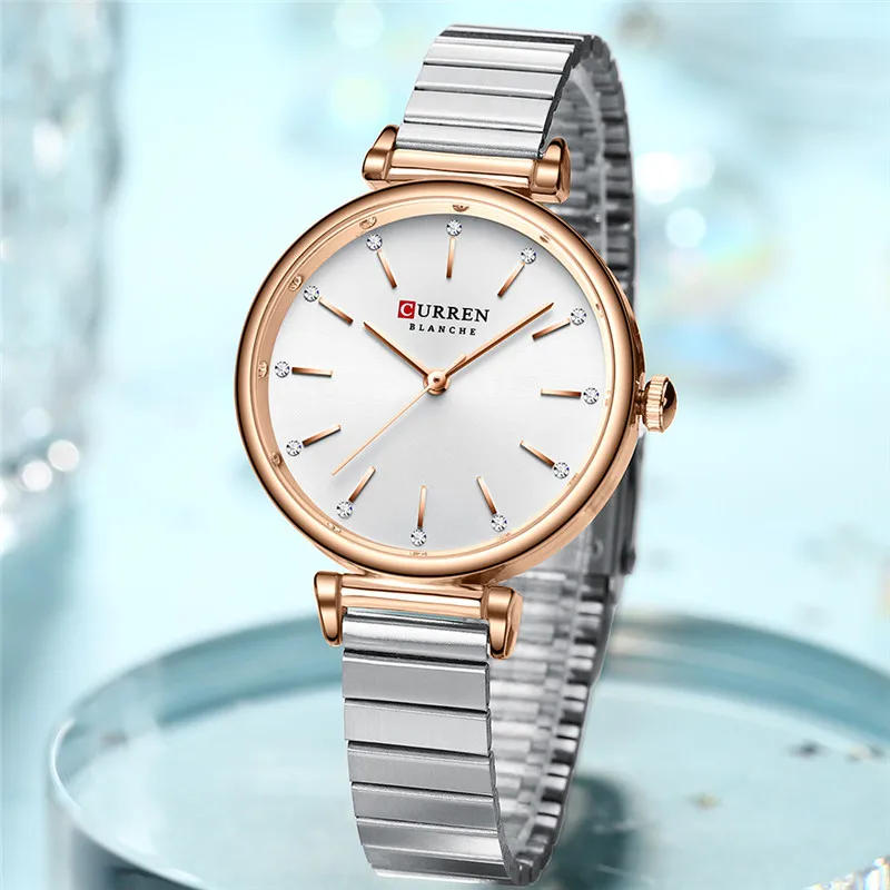 CURREN Women Watch Top Brand Luxury Gold Female Waterproof Clock Silver Stainless Steel Bracelet Simple Ladies Wristwatch 9081 2
