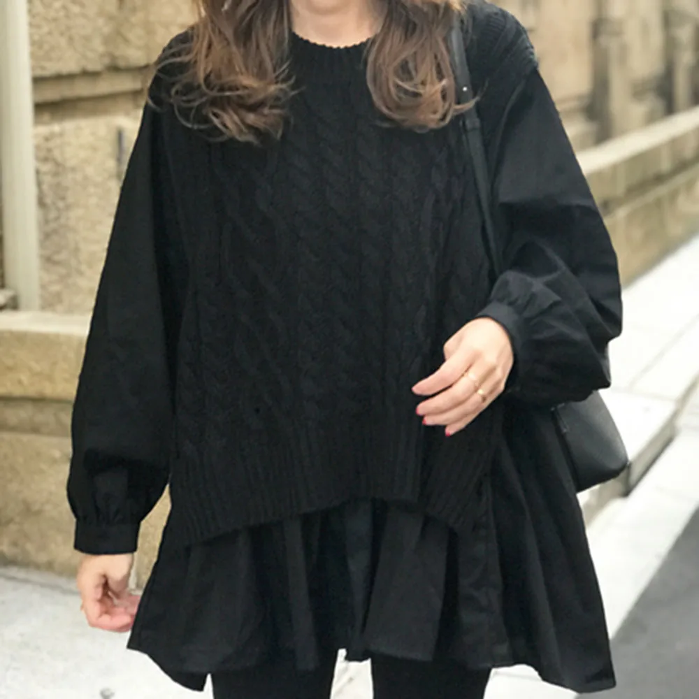 Autumn Vest Stitching Shirt Fake Two-piece
