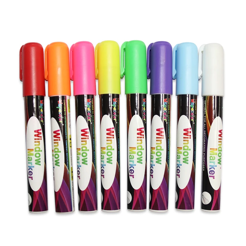 

Window Chalk Markers 6mm Reversible bullet & chisel Tip Wet Erase Chalk Pen Pack of 8 Classic Neon color pens