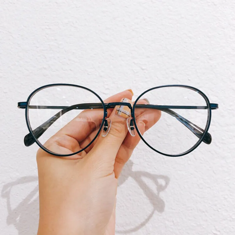 Retro Oval Metal Frame Myopia Glasses Women And Men Glasses Frame - Цвет оправы: No4 Eyeglasses