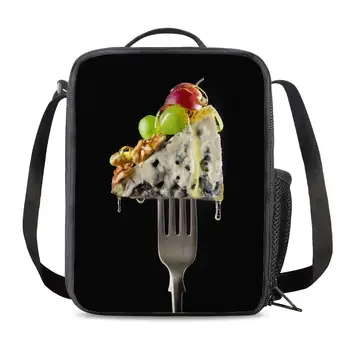 

THIKIN Cheese Sandwich and Fork 3D Print Lunch Bags for Women Children Picnic Lunchbag Creative Food Box Lancheira 2020 New