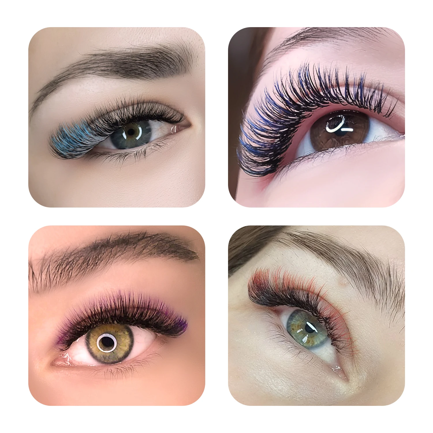 Eyelash Extension Eyelash Extensions Eyelash Extension Lashes Fake Eyelashes False Eyelashes GLAMLASH 12Rows Ombre Gradient Red Green Blue Purple Color Eyelash Extension Individual Faux Mink False Eye Lashes Makeup