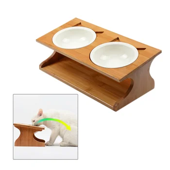 

Dual Wood Dog Bowl Pet Water Food Feeder Bowl Dog Food Bowl Pet Bowl