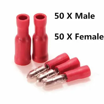 

New 100pcs Red Assorted Female&Male Bullet Butt Connector Crimp Wire Terminals
