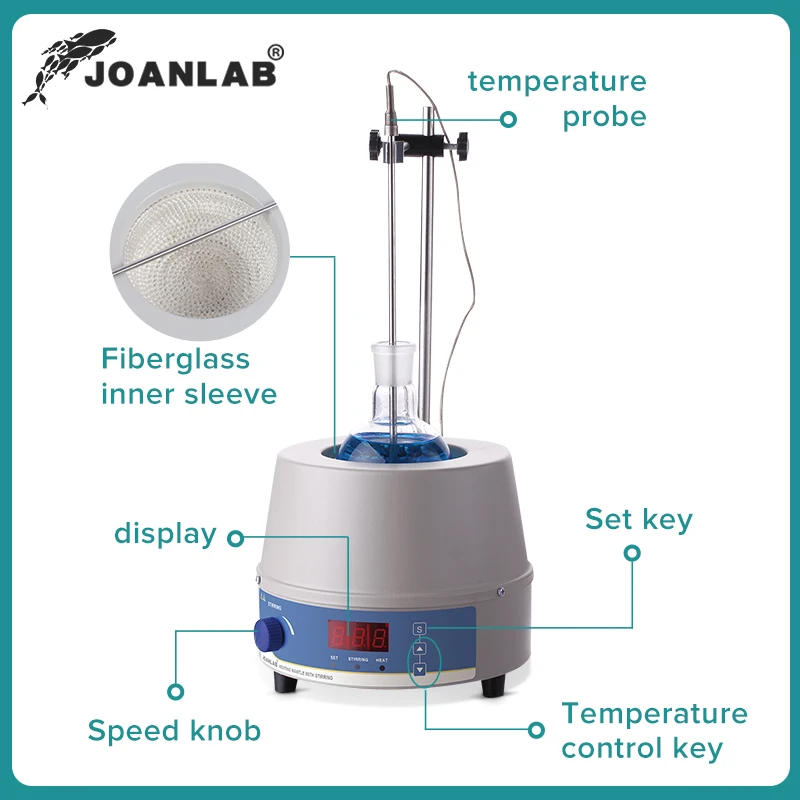 디지털 전기 가열 맨틀, 자기 교반 실험실 장비 자기 교반기 온도 컨트롤러 500ml 110v 220v