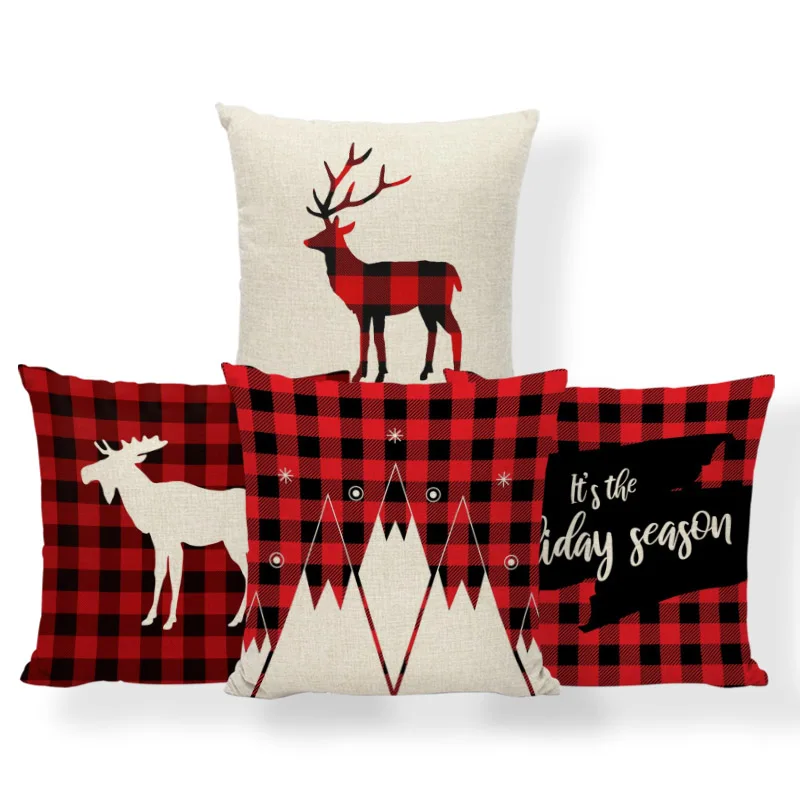 Merry Christmas Throw Pillow Buffalo Плед подушки с северными оленями чехол это праздник сезон полиэстер смесь домашний декор наволочки