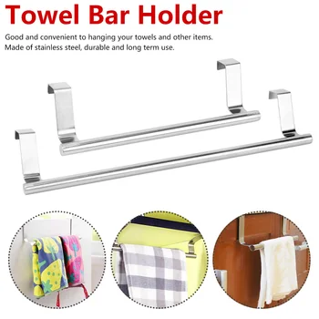 

2 Size Towel Racks Over Door Towel Rack Bar Hanging Holder Bathroom Kitchen Cabinet Shelf Rack Organizer Long Wall Hook