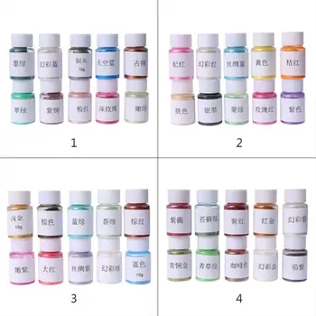 

10 Pcs/set DIY Handmade Soap Color Pearlescent Powder Mica Jewelry Crafts Making Filled Epoxy Pigment Making Tool
