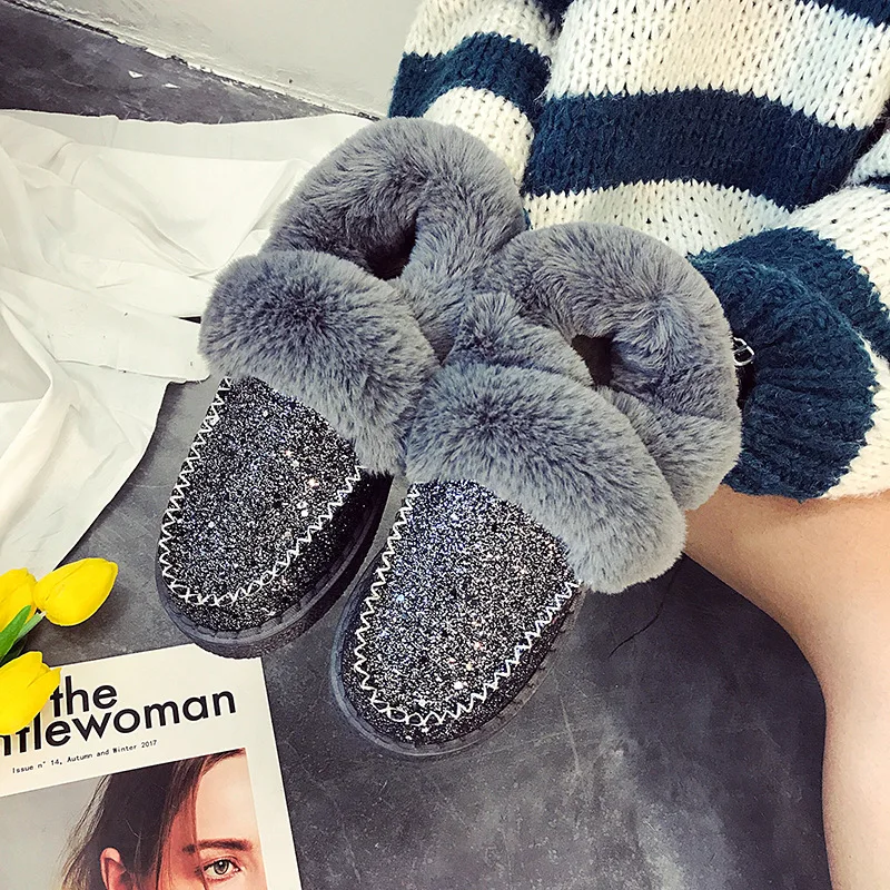 

New Plush Winter Boots Women Winter Boots Women Ankle Chunky Fur Booties Waterproof Plus Velvet Platform Cotton Warm Snow Boots