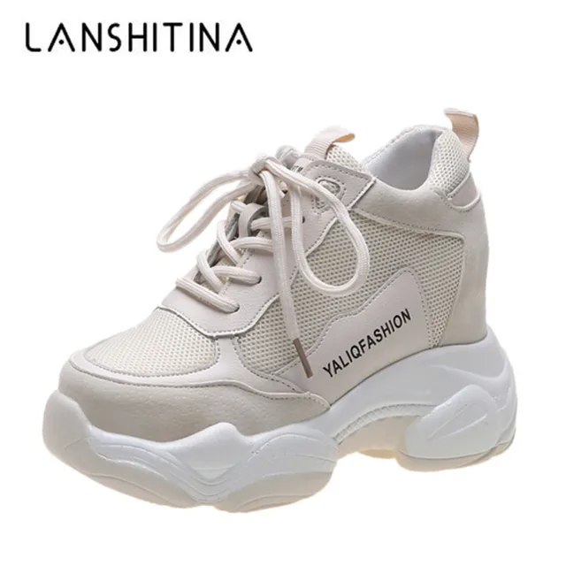 $US $21.88 New 2019 Casual Women Shoes Height Increasing 10CM Ladies Shoes Breathable Leather Sneakers Platfor