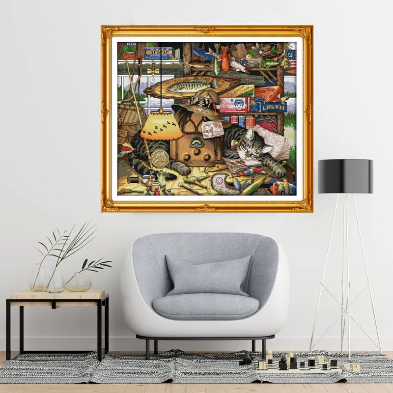 Набор для вышивки крестиком в европейском стиле|cat cross stitch kit|counted kitsprinted |