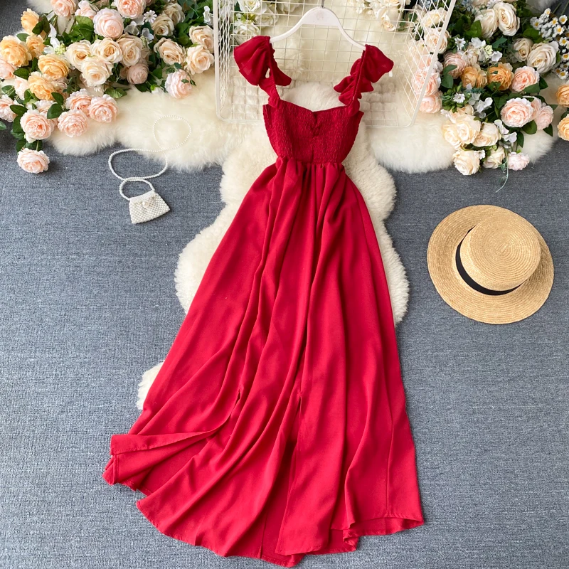 Neploe Dress Women Fashion Square Collar Spaghetti Strap Ladies Vestidos Summer 2020 Elegant Slim Waist Female Dresses 1C916