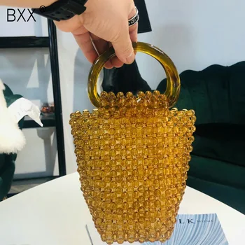

[BXX] 2020 New Mini Pearl Handmade Luxury Beaded Handbag Travel Gift Bag Ladies Fashion Fashion Bag Purse Composite Bags HI346