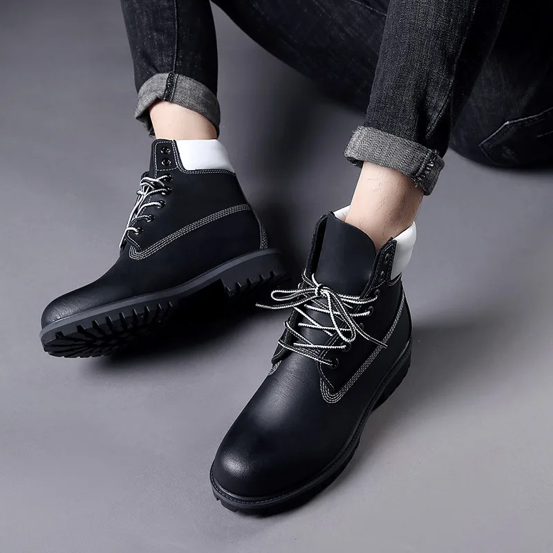 

Autumn & Winter MEN'S SHOES Martin Boots Versatile Genuine Leather Korean-style Short Boots zhong gao bang Man's Leather Boots p