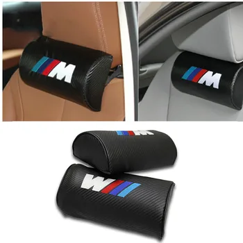 

2pcs Car Headrest Neck Safety Pillow pad Car styling For bmw M Sticker e46 e90 f20 e60 e39 f10 X1 X3 X4 X5 X6 X7 Car accessories