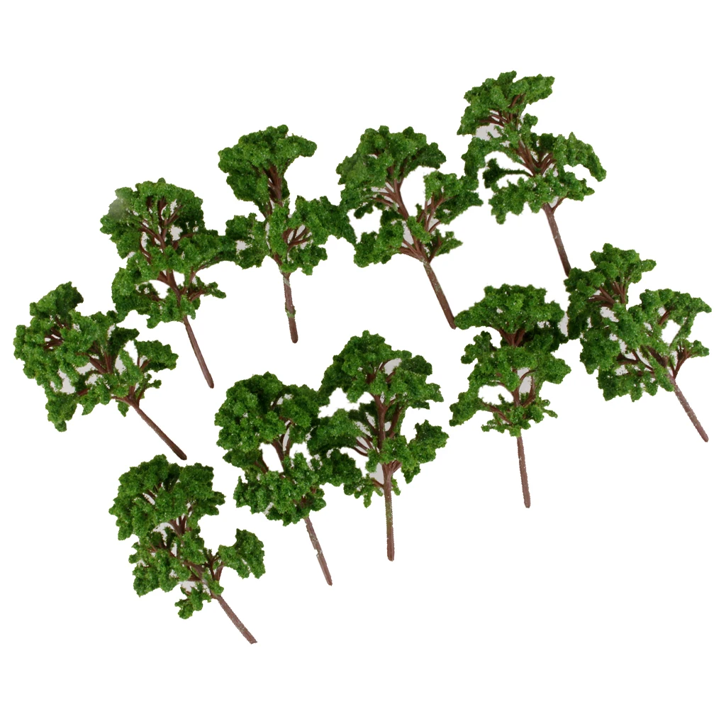 10pc Green Trees Model 1:75 Train Railway Forest DIY Landscape Scenery 12cm