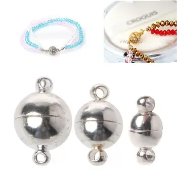 

10pcs/lot Strong Magnetic Stainless Steel Ball Clasps DIY Jewelry Making Sliver