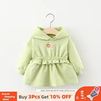 

Bear Leader Baby Girl Autumn Dress New Newborn Cute Princess Dress Toddler Hooded Party Outfits Stawberry Print Sweet Costumes