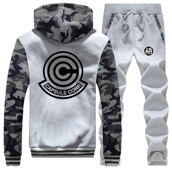 

Dragon Ball Z Camo Hoodies Japanese Anime Men's Full Suit Tracksuit Casual Warm Jackets 2019 Winter Harajuku Pants Sweatshirts