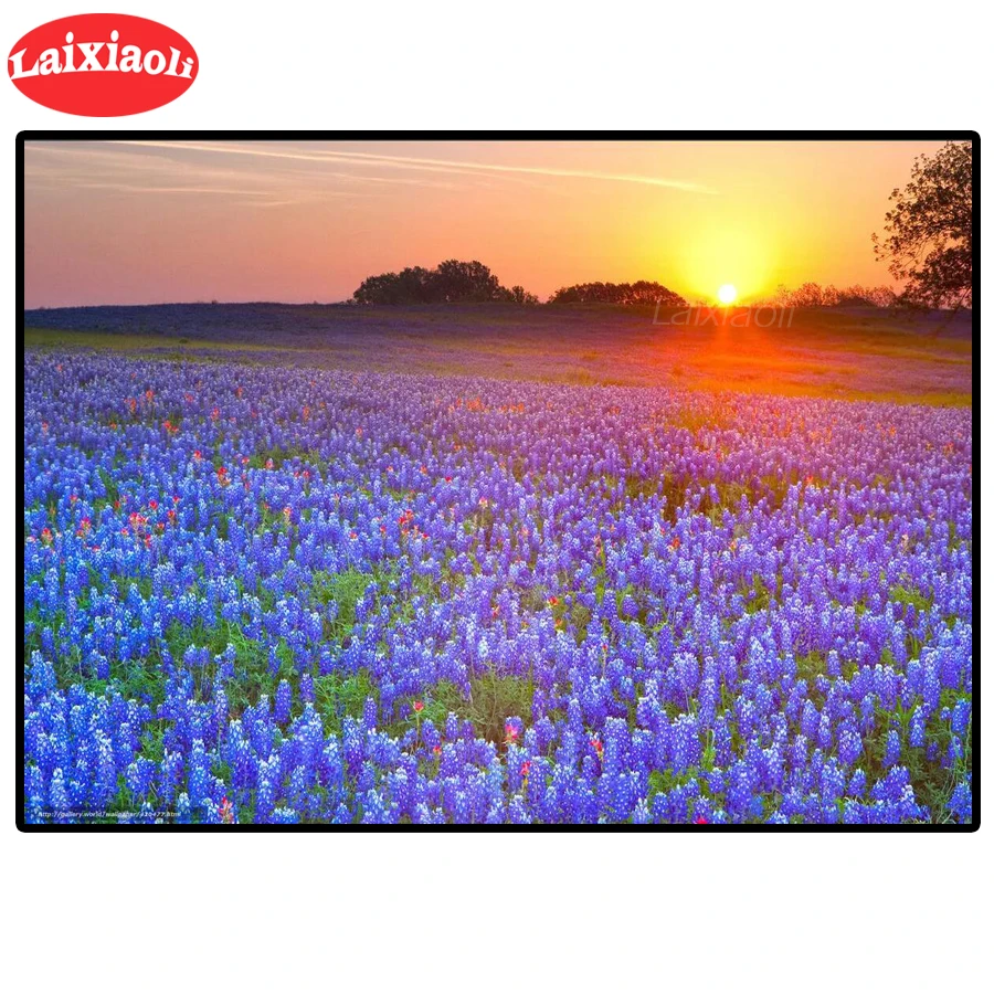 5D square diy Diamond Painting Lavender field sunset Landscape 3d Cross Stitch kit embroidery Diy mosaic crystal beads | Дом и сад