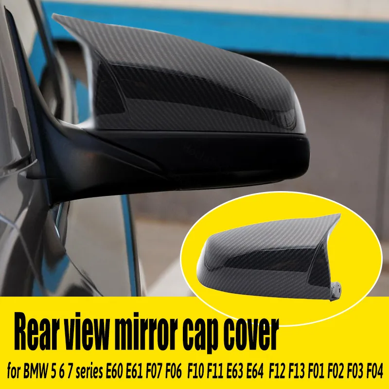 

Car Side Glossy Horn 2pcs Carbon Fiber Pattern Rearview Mirror Cover Caps for BMW 5 6 7 Series F12 F13 F01 F02 F03 F04