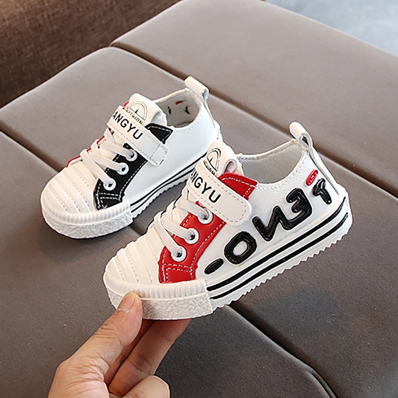 Kids Children's Cartoon Letter Print Sports Shoes Boys Girls PU Shoes Casual Sneakers Shoes