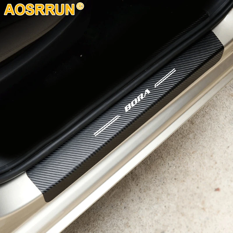 Для Volkswagen VW Bora 2012- автомобильные аксессуары, из искусственной кожи карбоновое волокно Stying After guard задний бампер дверной порог пластина - Цвет: Door SILL