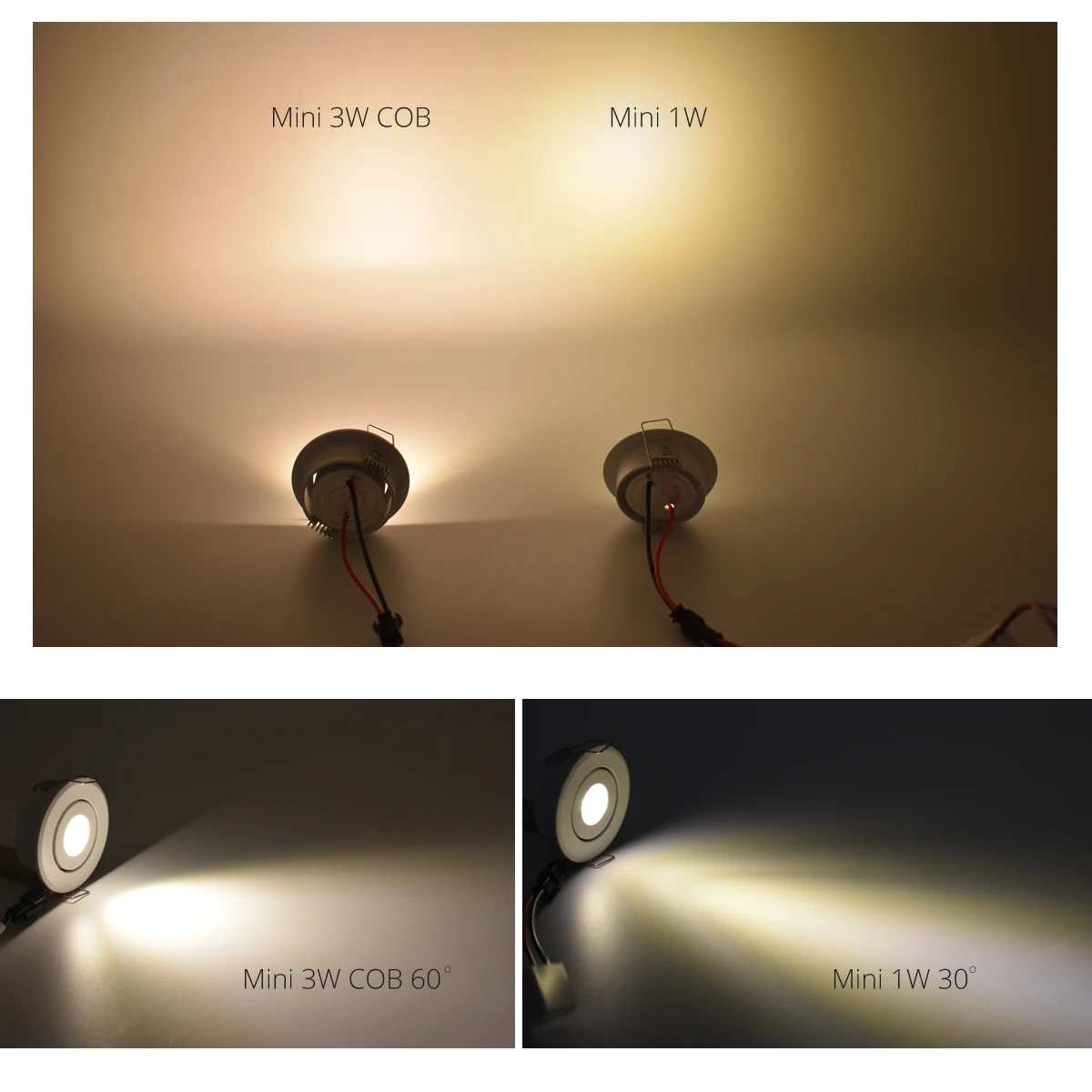 Mini led spot downlights 1W COB 3W LED recessed spot dimmable round led for home cabinet showbox led downlight led spotlight