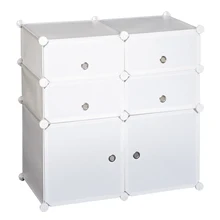 HOMCOM Armario Modular Plástico Estantería 6 Cubos Ropero Zapatero Aparador Combinado Pegatinas Adhesivas Decorativas