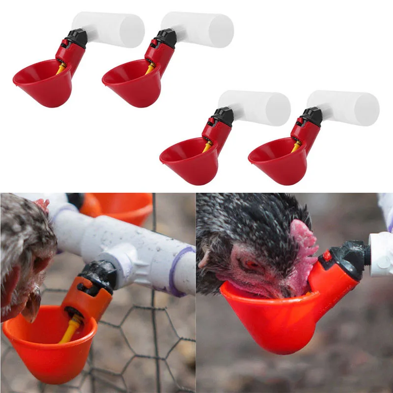 4PCS Water Drinking Cups Chicken Waterer Automatic Poultry Drinkers A03 