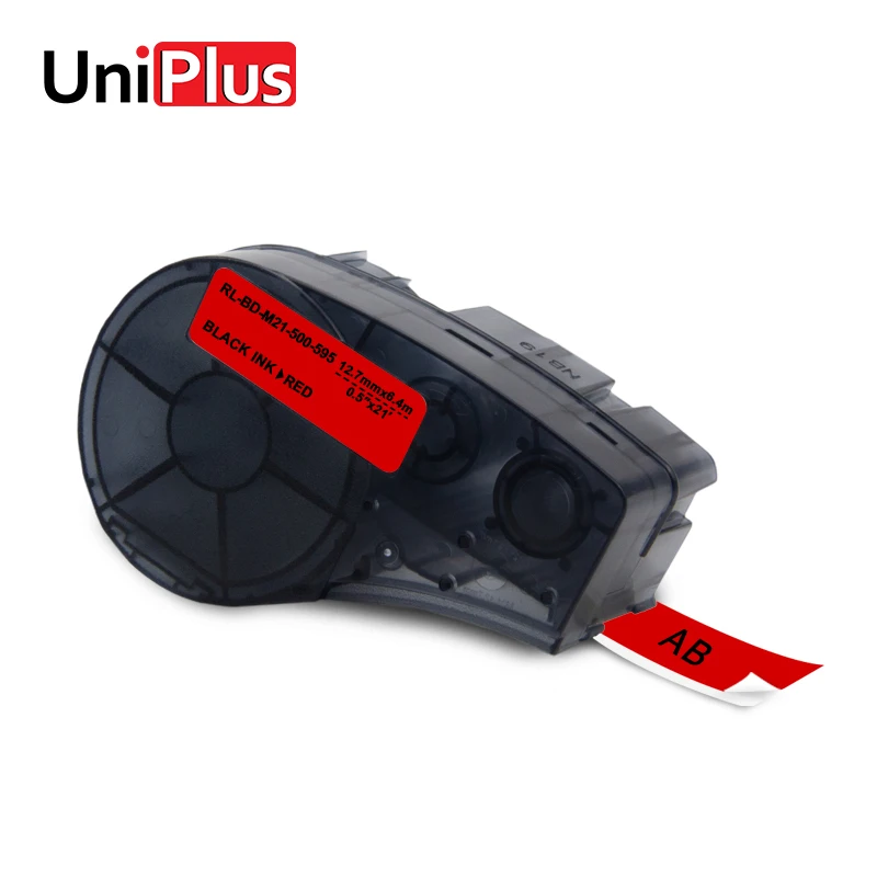 

UniPlus Vinyl M21-500-595-RD Label Tape Black on Red Compatible for Brady BMP21 Plus IDPAL LABPAL 12.7mm Label Printer 6.4m Long
