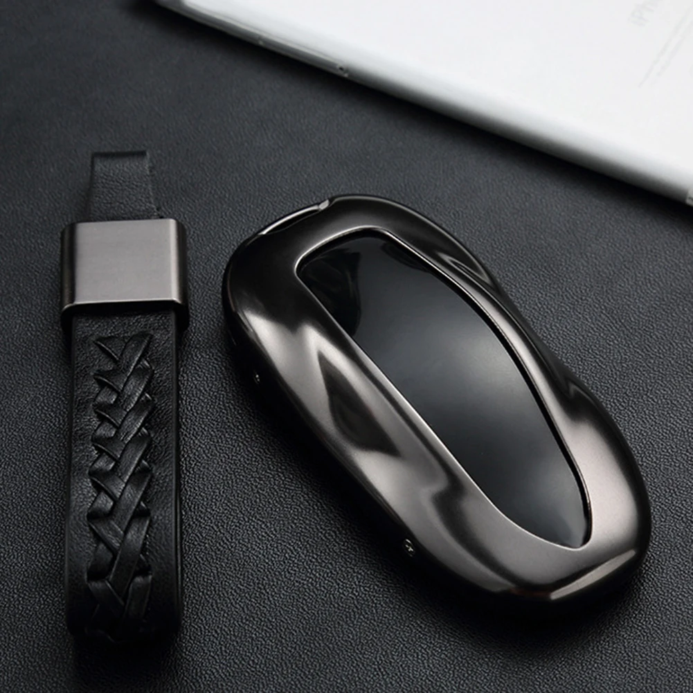 Алюминиевый сплав чехол для ключа автомобиля Защитная крышка с ремнем для Tesla модель S X