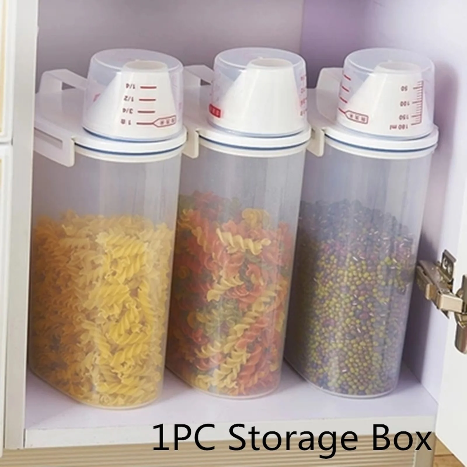 

1PC 2L Plastic Sugar Coffee Pasta Cereal Dispenser Storage Box Locking Clear Food Jars Grain Rice Container Kitchen Pots 2kg