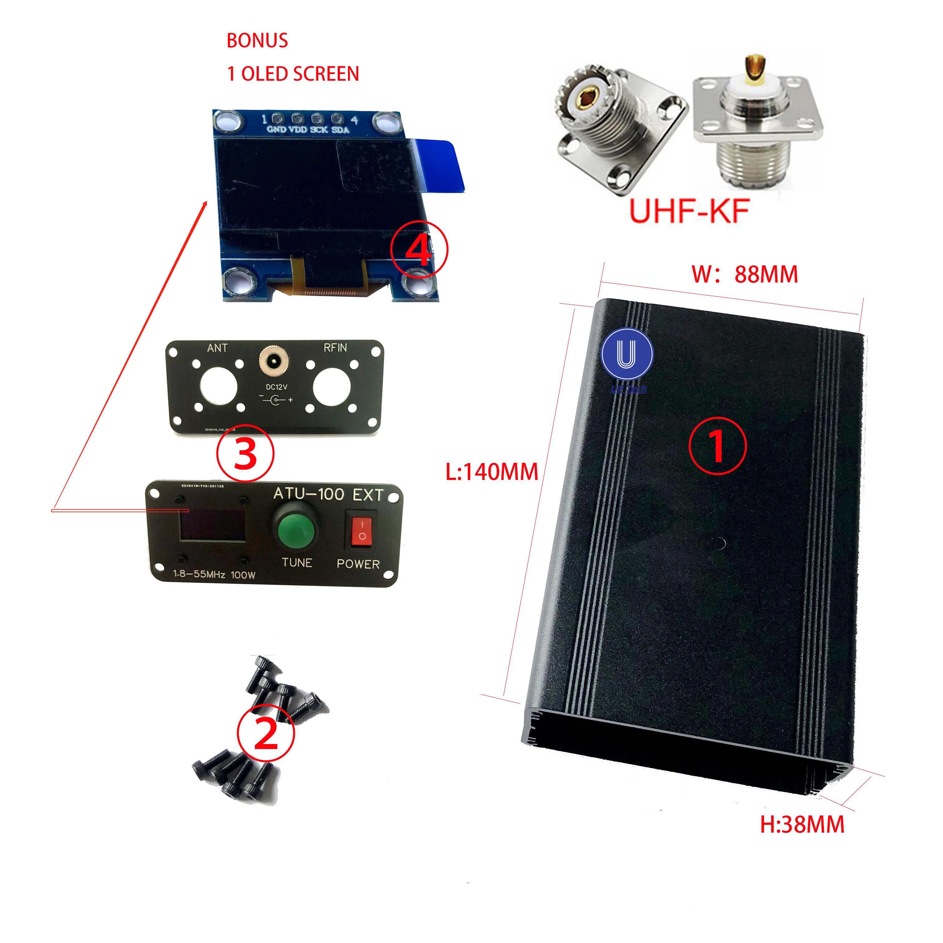 ATU-100 ATU100 1.8-50MHz DIY Kits machine Automatic Antenna Tuner by N7DDC 7x7 Firmware Programmed / SMT/ Chip Soldered/+OLED the best communication antenna Communications Antennas